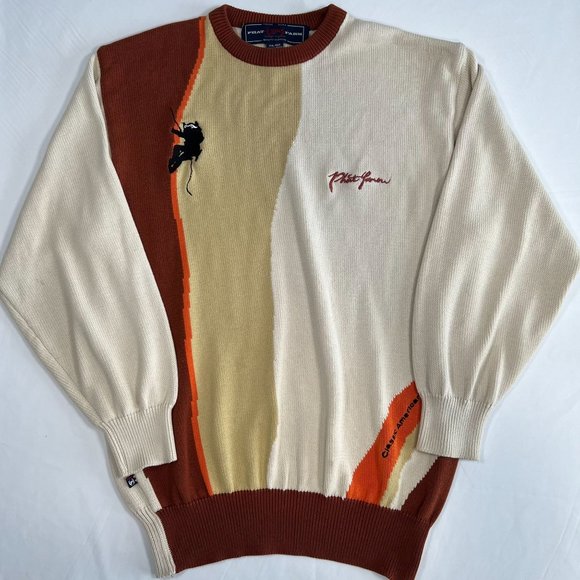 Phat Farm Other - Phat Farm XXL Sweater Mountain Climber Beige Yellow Orange Baggy Pullover HipHop